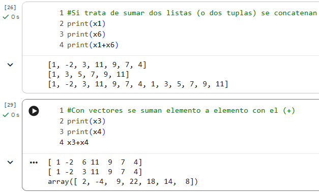 Suma vectores python