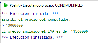 PSeInt Algoritmo precio con IVA